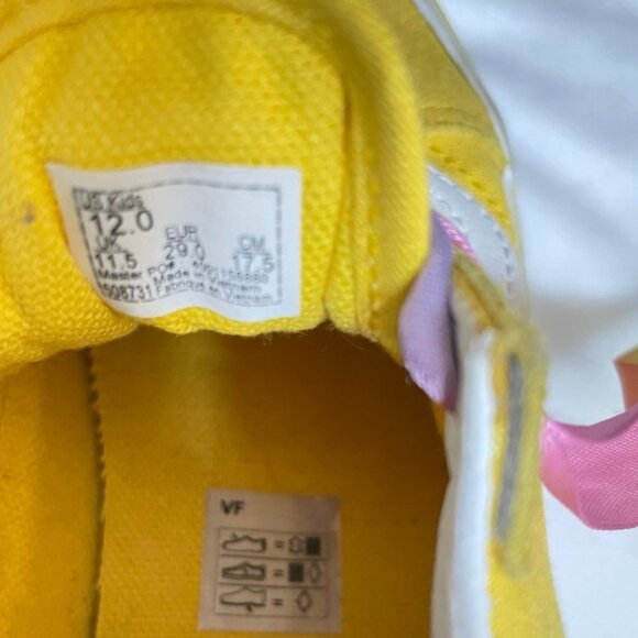 Vans Old Skool Yellow Suede Sneakers Satin Multicolor Pastel Lace, Girls' 12 - Picture 8 of 9